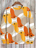 Men's Cute Bird Geometric Art Print Casual Sweatshirt