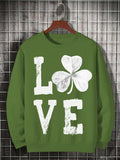 Men's St. Patrick's Day Shamrock Love Print Cotton Casual Sweatshirt