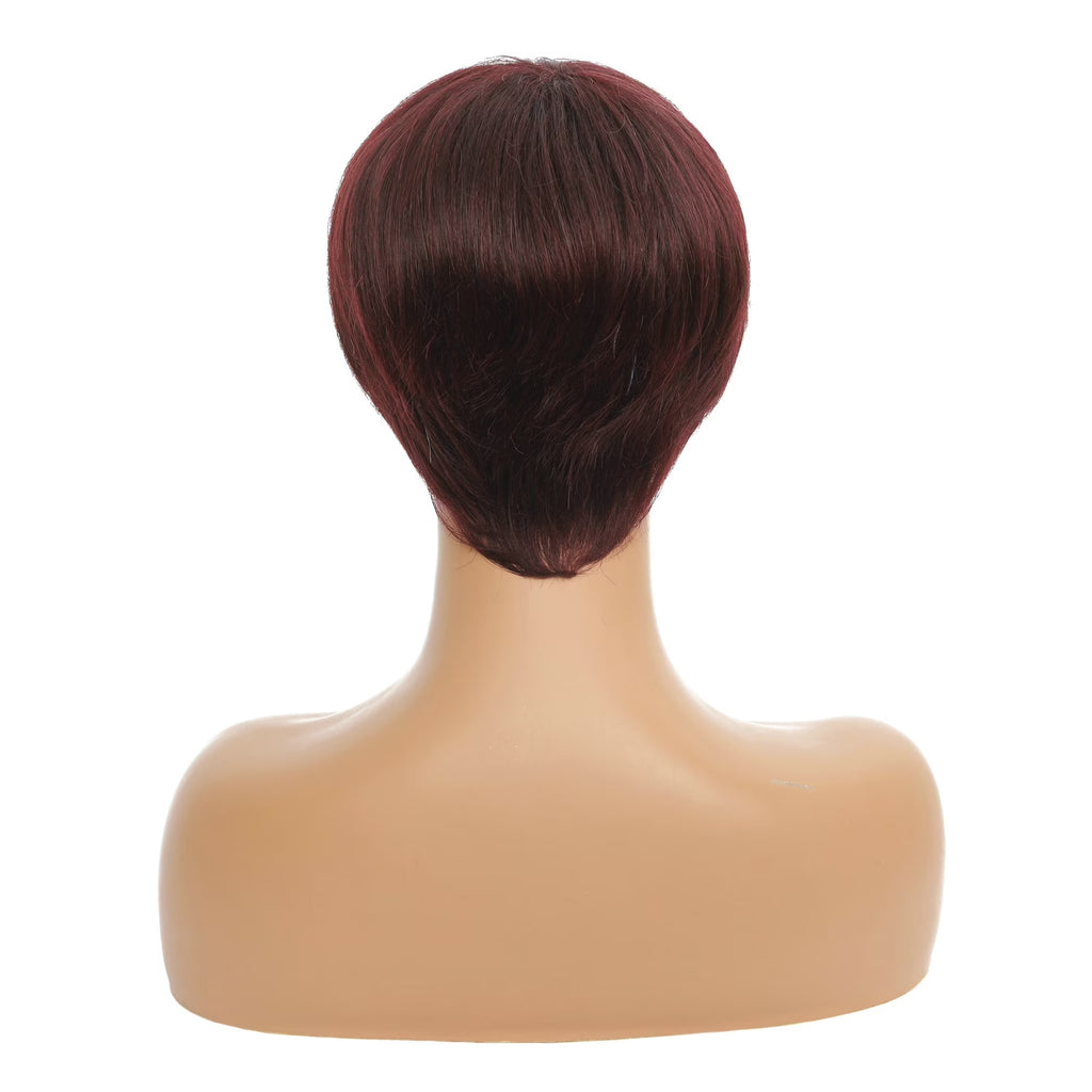 Women's 100% Human Hair Pixie Cut Wig with Bangs for Women Cosplay Daily Wear Theme Parties