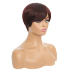 Women's 100% Human Hair Pixie Cut Wig with Bangs for Women Cosplay Daily Wear Theme Parties
