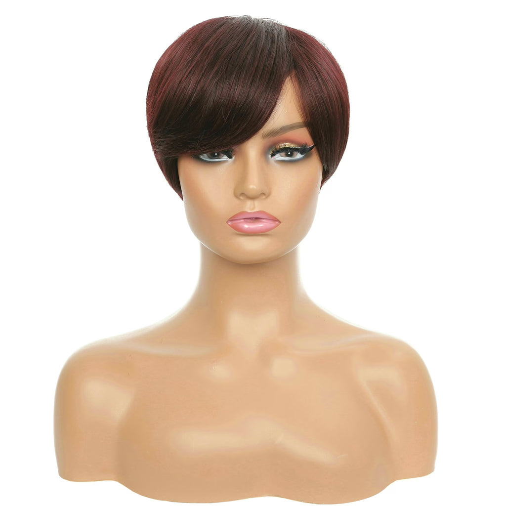 Women's 100% Human Hair Pixie Cut Wig with Bangs for Women Cosplay Daily Wear Theme Parties