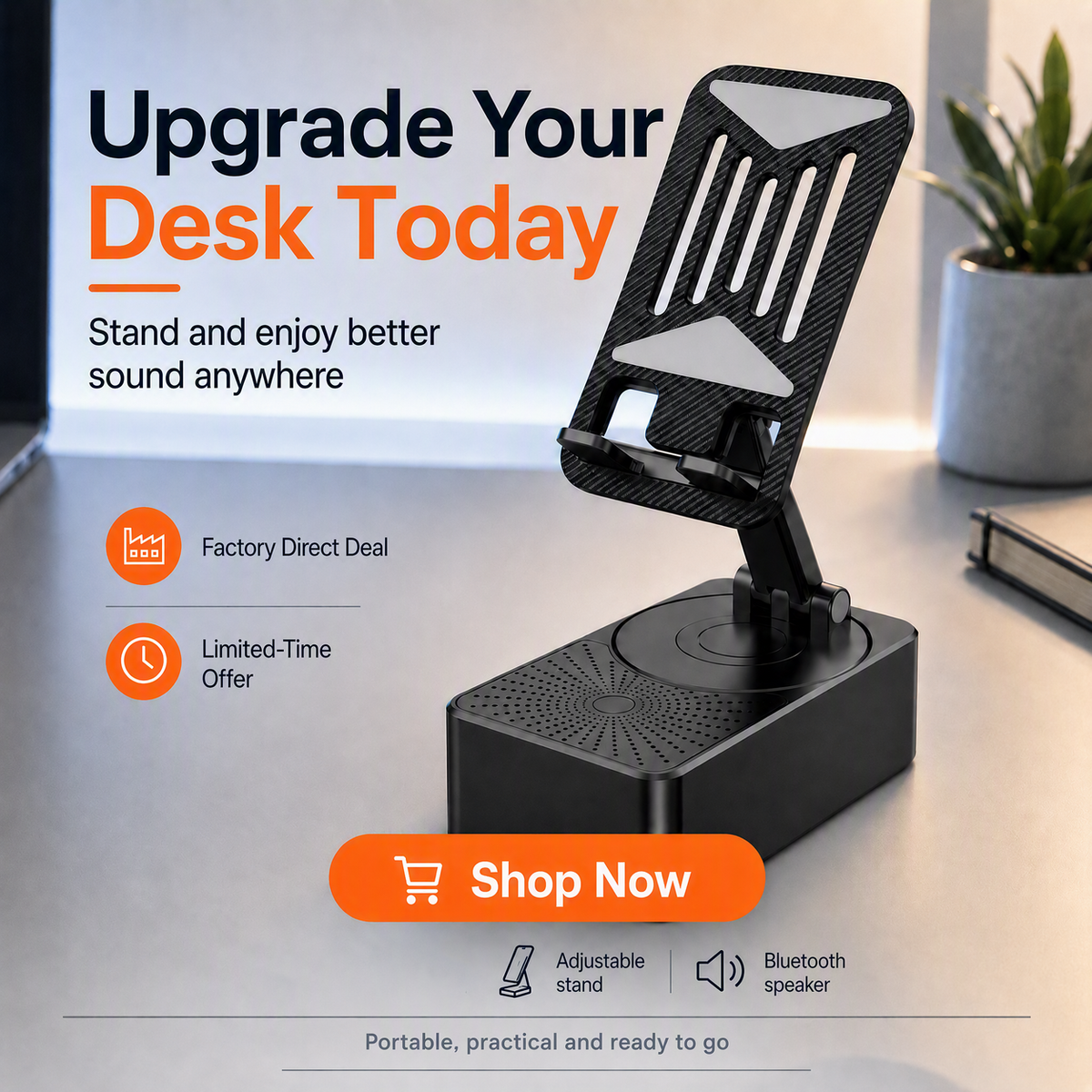 Gift Choice – 3-in-1 Wireless Bluetooth Speaker, Phone Stand & Desktop Organizer