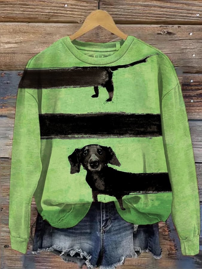 Women's Funny Lovely Dachshund Painting Comfy Sweatshirt