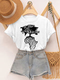 Women's Africa Is The Root Of The World Art Print Cotton Casual T-Shirt
