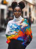 Women's Psychedelic Colorful Abstract Flow Print High Neck Knit Sweatshirt