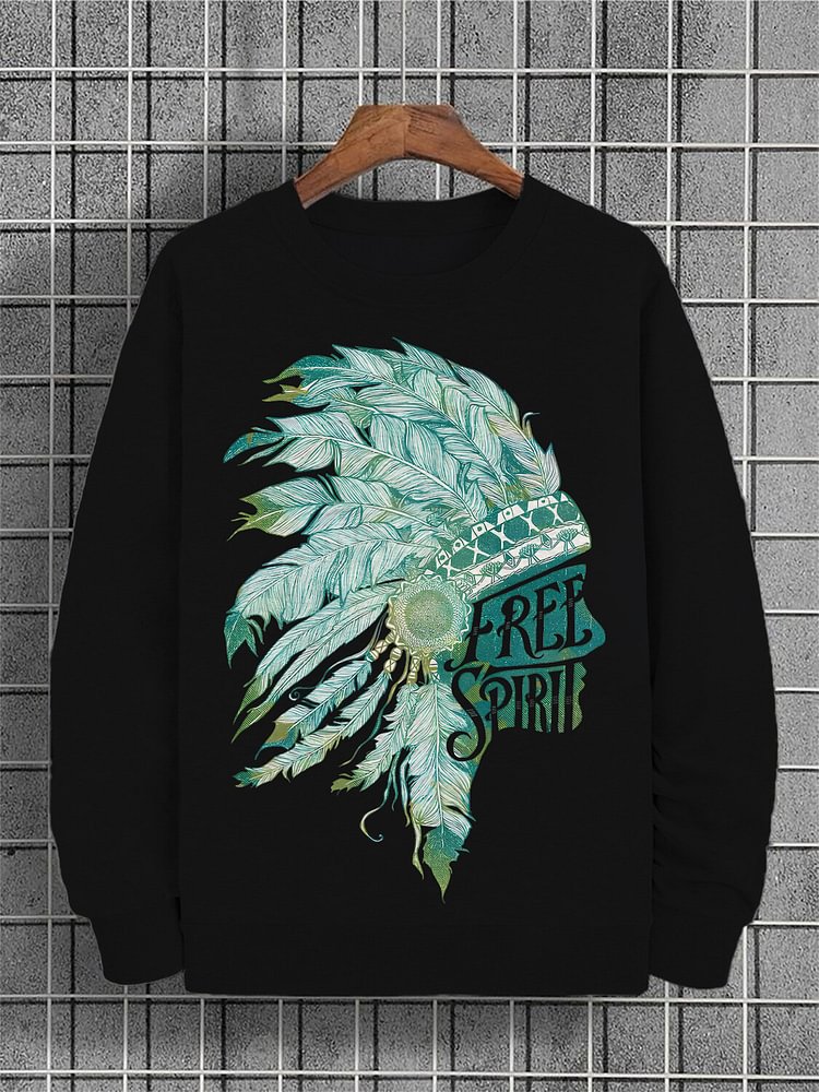 Men's Wild Soul Indians Print Cotton Casual Sweatshirt