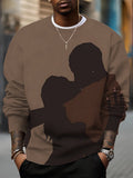 Men's Black Couple Kissing Print Casual Sweatshirt
