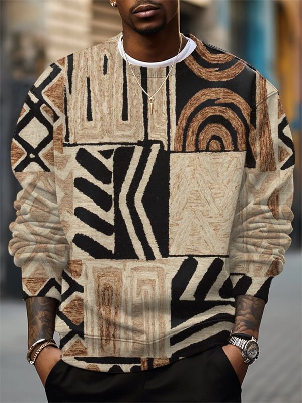 Men's Abstract Lines Geometry Print Casual Sweatshirt