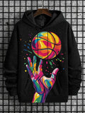 Men's Basketball Street Art Print Hooded Sweatshirt