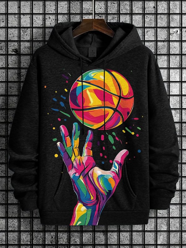 Men's Basketball Street Art Print Hooded Sweatshirt