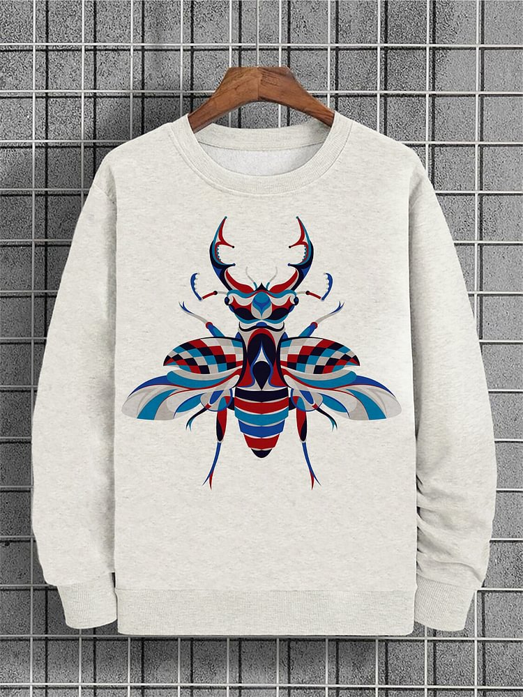 Men's Flying Insect Graphic Print Cotton Casual Sweatshirt