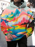 Men's Multicolor Fantastic Scenery Art Print Casual Hoodie