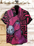 Men's Donkey Line Art Print Casual Shirt