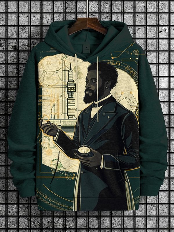 Men's Knowledgeable Black Scientist Art Print Hooded Sweatshirt