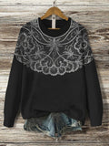 Women's Lace Pattern Print Knit Sweatshirt