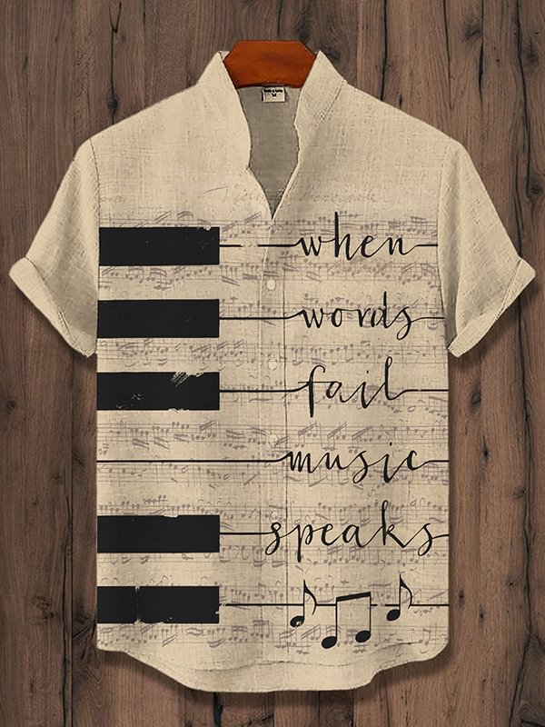 Men's When Words Fail Music Speak Art Print Casual Shirt