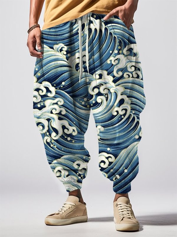 Men's Waves In The Sunshine Art Print Loose Drawstring Waist Sweatpants