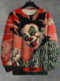 Men's Dark Art Punk Joker DJ Print Casual Sweatshirt