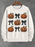 Men's Halloween Pumpkin Bow Art Print Casual Sweatshirt