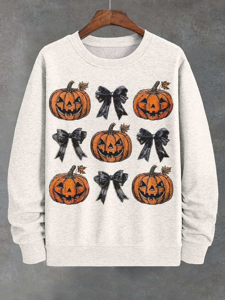 Men's Halloween Pumpkin Bow Art Print Casual Sweatshirt