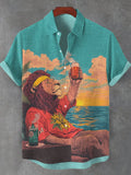 Men's Cheers Sunrise Vacation Reggae Lion Art Print Shirt