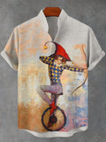 Men's Retro Circus Oil Painting Art Print Casual Shirt