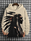 Men's Sioux Indian Aboriginal Art Print Hooded Sweatshirt