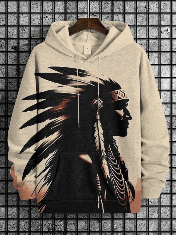 Men's Sioux Indian Aboriginal Art Print Hooded Sweatshirt