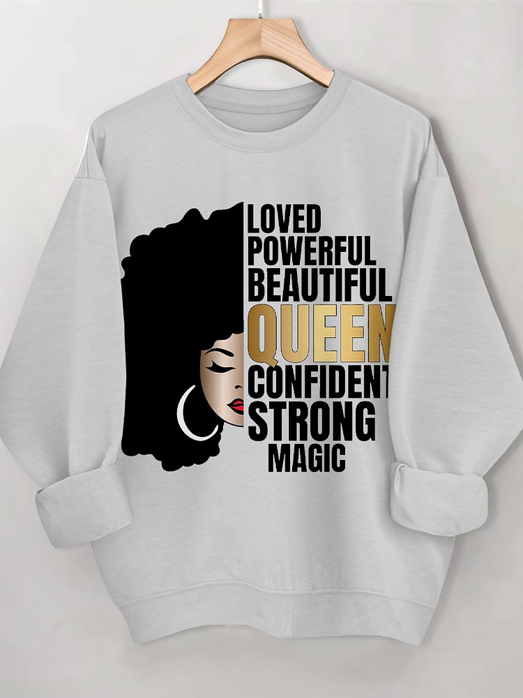 Women's Africa Magic Black Queen Print Cotton Long Sleeve T-Shirt Thin Sweatshirt