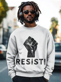 Men's Black Power Fist Resist Print Casual Sweatshirt