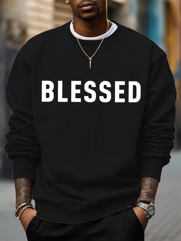 Men's Blessed Art Print Casual Sweatshirt