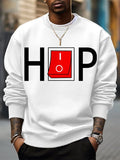 Men's Hiphop Switch Toggle Button Art Print Cotton Casual Sweatshirt