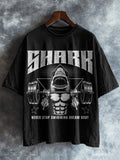 Men's Shark Never Stop Swimming Dream Body Fitness Pattern Workout T-Shirt