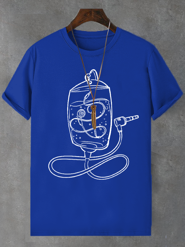 Men's Hand Drawing Music Entertainment Graphic Print Cotton Casual T-Shirt