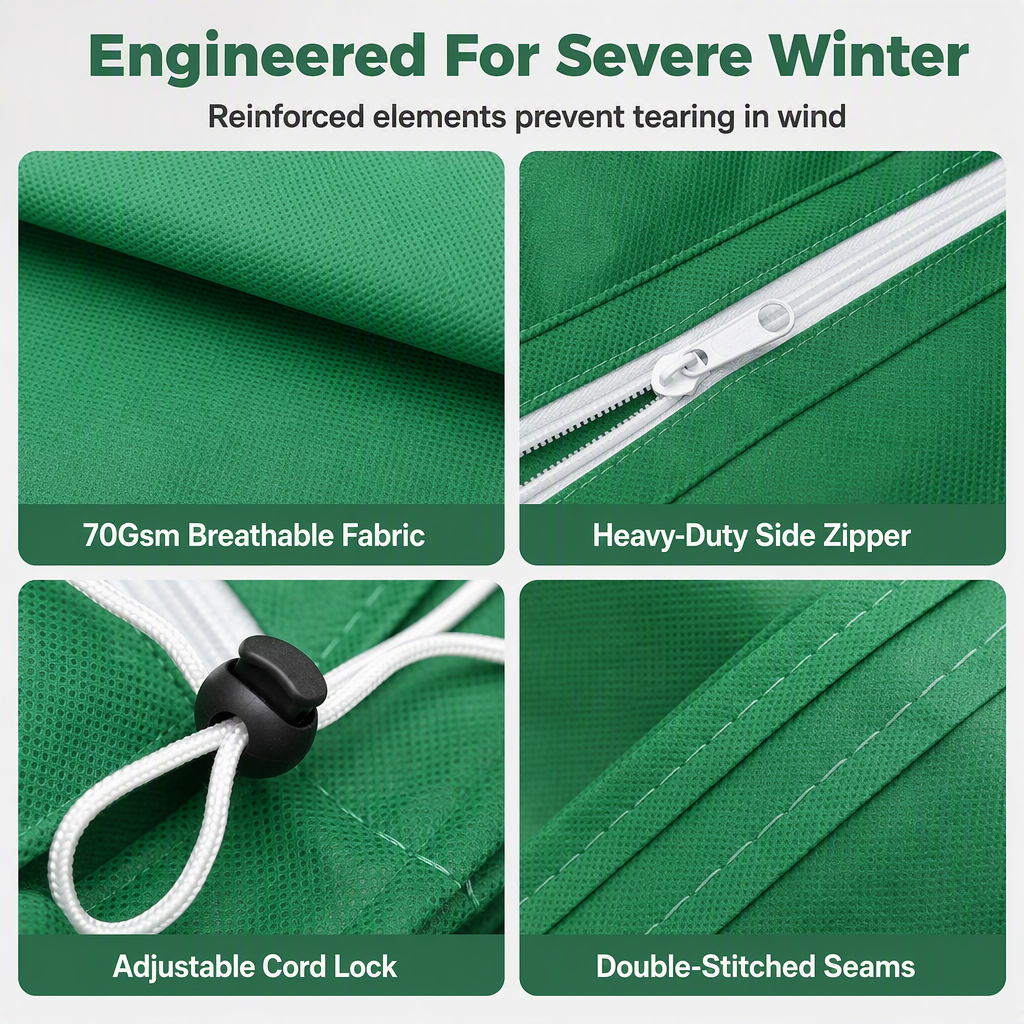 Non Woven Plant Frost Protection Cover Bag Winter Cold Protection with Drawstring and Zipper for Shrubs and Trees