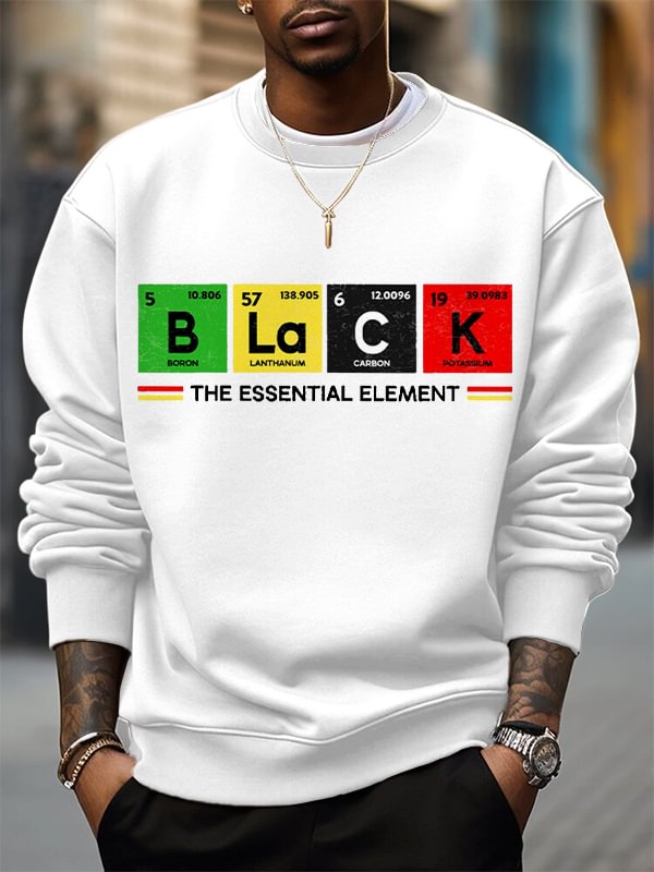 Men's Black The Essential Element Print Cotton Casual Sweatshirt