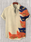 Men's Funny Cats Peep Art Print Casual Shirt