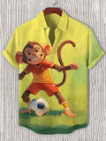 Men's Monkey Football Boy Art Print Casual Shirt