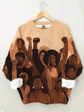 Women's Black History Month Black Power Print Casual Sweatshirt
