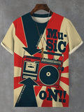 Men's Retro Nostalgia Phonograph Print Casual T-Shirt