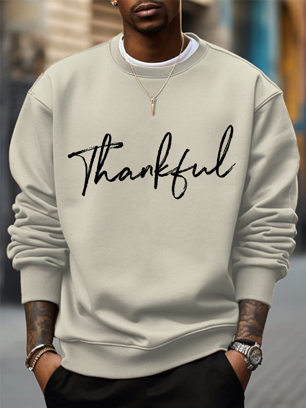 Men's Thank God Slogan Print Casual Sweatshirt