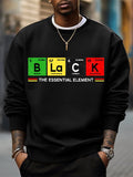 Men's Black The Essential Element Print Cotton Casual Sweatshirt