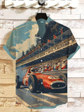 Men's Retro Car Racing Competition Print Shirt