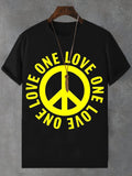 Men's One Love Peace Graphic Print Cotton Casual T-Shirt