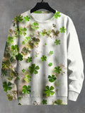 Men's St. Patrick's Day Clover Print Casual Sweatshirt