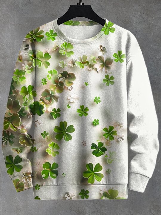Men's St. Patrick's Day Clover Print Casual Sweatshirt