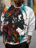 Men's Black Man Graffiti Art Print Casual Sweatshirt