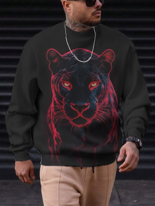 Men's Mystical Black Panther Graphic Print Casual Sweatshirt
