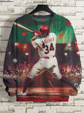 Men's Baseball Player Art Print Casual Sweatshirt