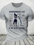 Men's Schrodinger's Cat Dead And Alive Physics Print Cotton Casual T-Shirt